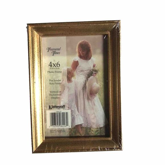 Vintage NOS Intercraft Gold Black Speckle Rectangular Frame For 4x6 Photo Sealed - Picture 1 of 5